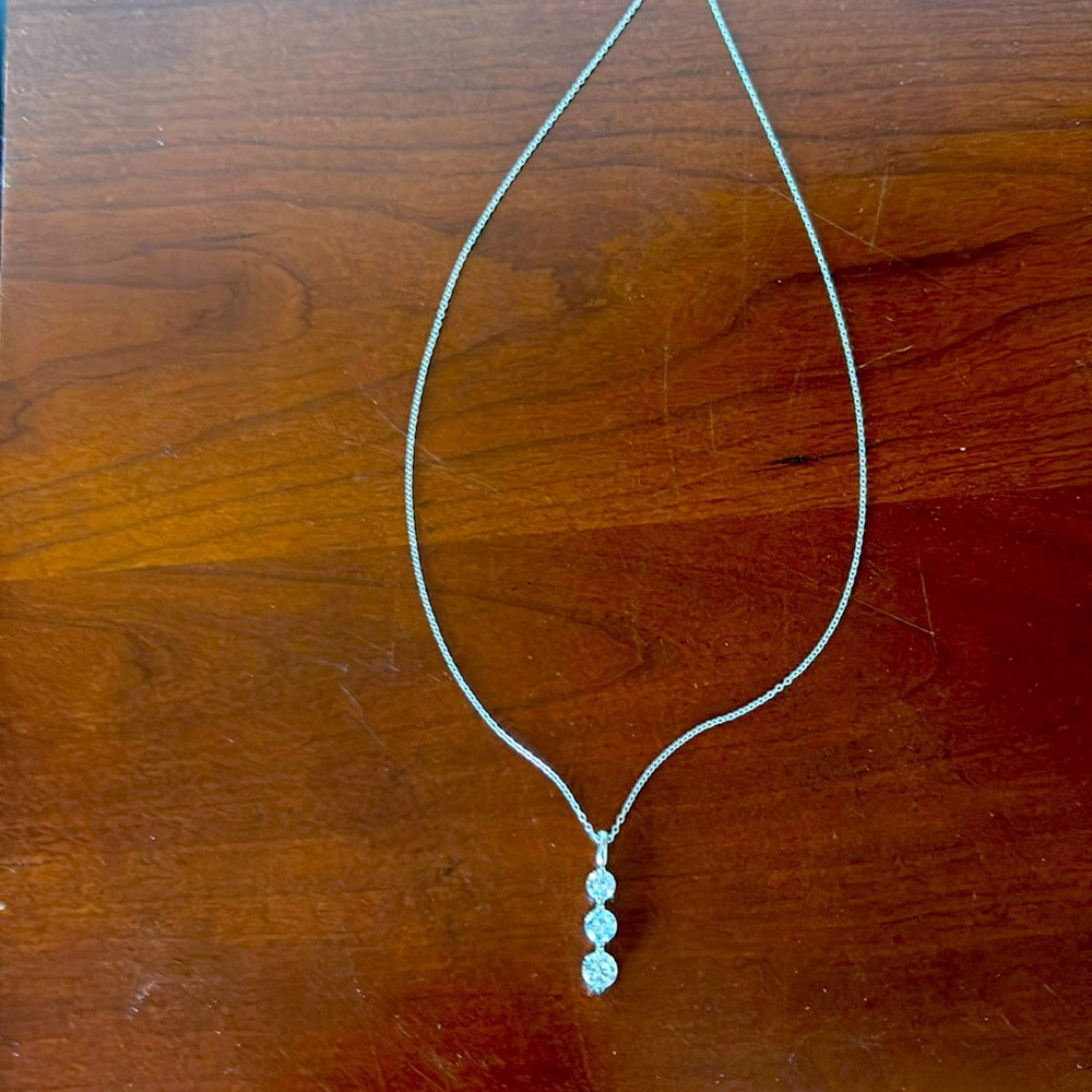 Three stone CZ on 16” sterling silver chain